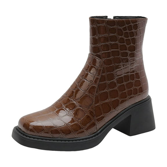 Women's Platform Chelsea Combat Boots Sparkly Metallic Leather Square Toe Chunky Heeled Short Ankle Booties