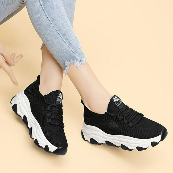 XIMIN Women's Platform Chunky Fashion Sneakers Slip on Walking Stylish Lightweight Classic Casual Sneaker with White Sole and Stylish Accents