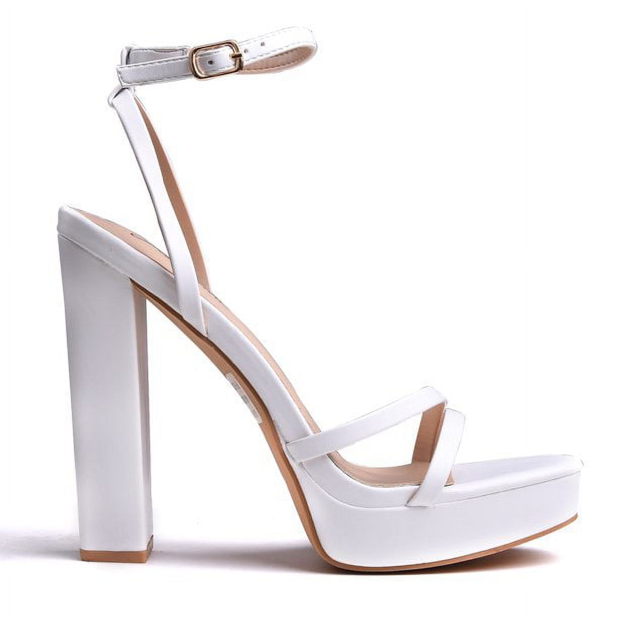 Women s Platform Chunky High Heels Square Toe Ankle Strap Heel Sandals Strappy Wedding Party Dress shoes 5 inch Walmart