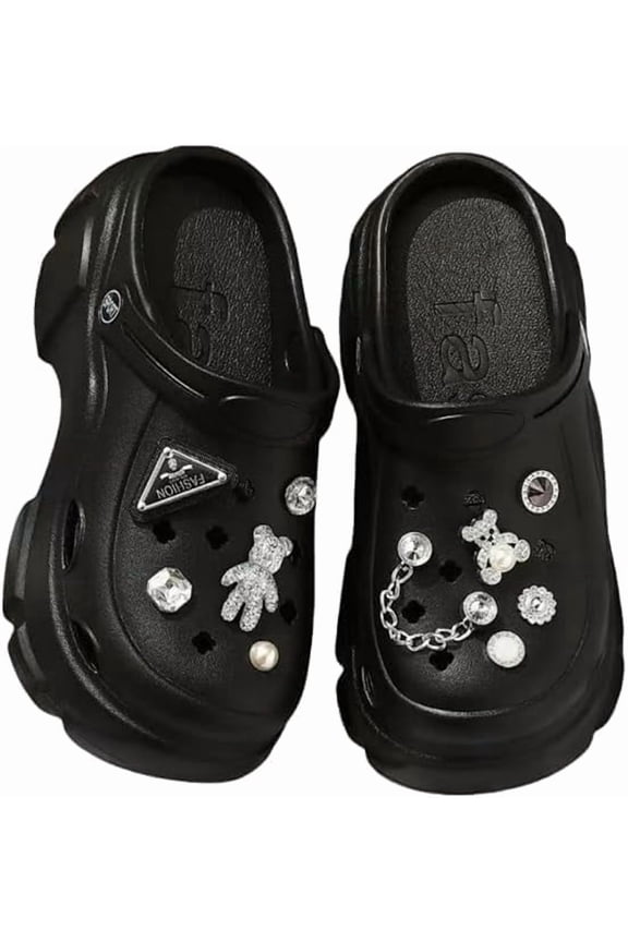 Women's Platform Clogs Slip On Slides Shoes Beach Sandals Gardener Clog Hight Heels Mule Slippers Garden Shoes DIY Accessories Sandals-USA