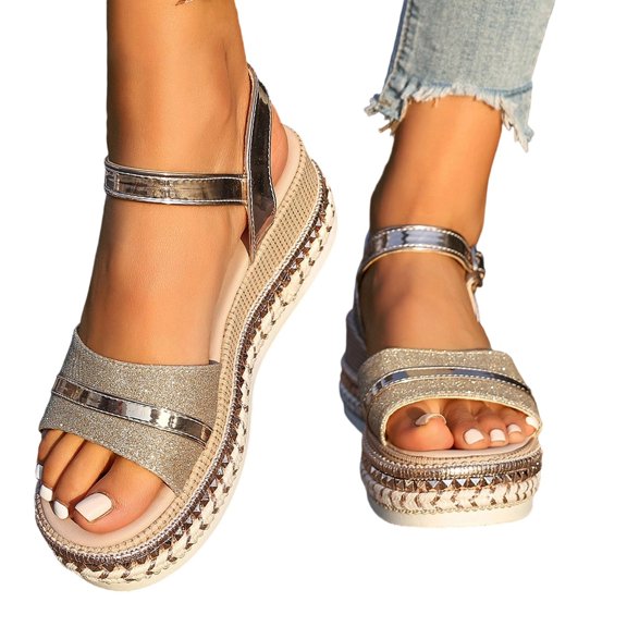 Women's Platform Espadrilles Casual Ankle Strap Wedge Sandals Comfortable Dressy Open Toe Buckle Summer Shoes