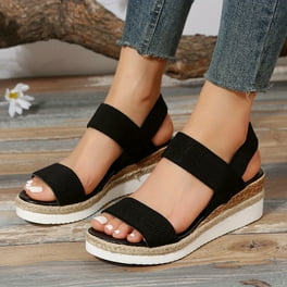 Women s Colorblock Platform Sandals Ankle Buckle Strap Comfy Slingback Shoes Versatile Closed Toe Wedge Shoes Comfortable Summer Shoes