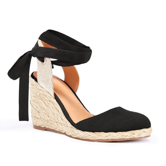 Women's Platform Espadrilles Wedge Sandals Slip On Solid Color Closed Pointed Toe Comfortable Wedge Pumps Shoes
