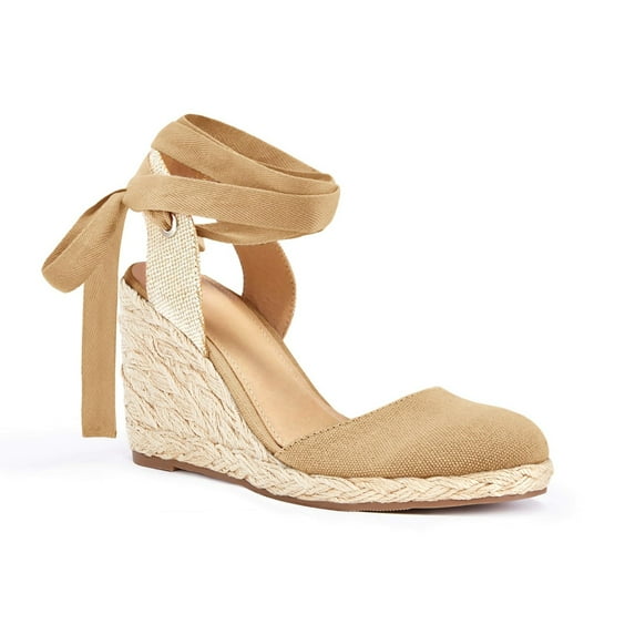 Women's Platform Espadrilles Wedge Sandals Slip On Solid Color Closed Pointed Toe Comfortable Wedge Pumps Shoes