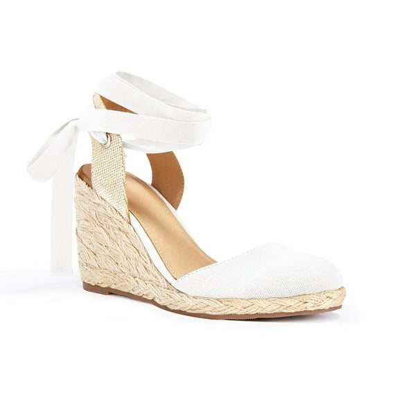 Women's Platform Espadrilles Wedge Sandals Slip On Solid Color Closed Pointed Toe Comfortable Wedge Pumps Shoes