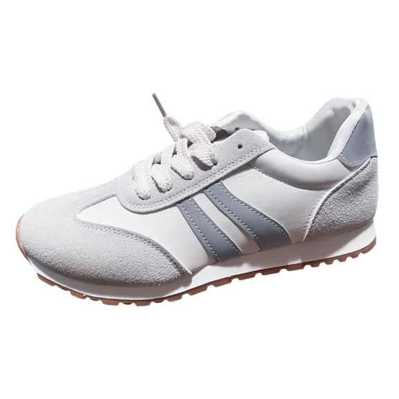 Women's Platform Fashion Sneakers Thick Sole Suede Leather Classic Rubber Gum Sole Low Top Casual Walking Shoes Grey 7.5