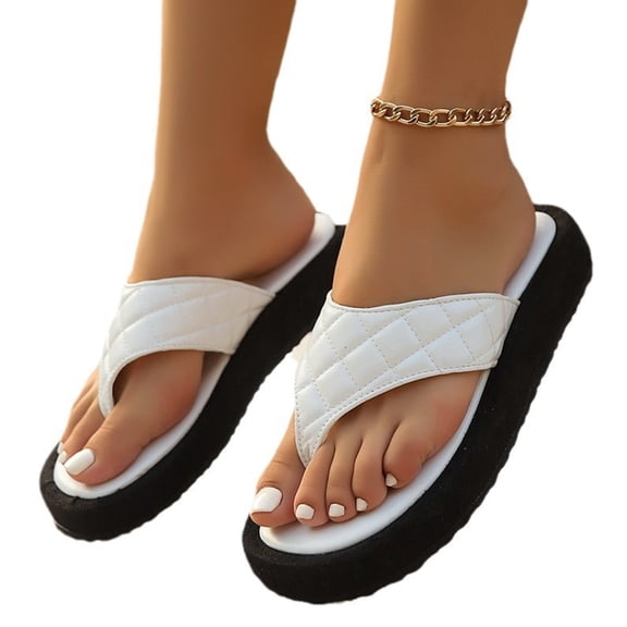 Women’s Platform Flip Flops, Casual Thick Sole Thong Sandals, Soft Cushioned Flat Summer Slippers, Comfortable Lightweight Open-Toe Shoes for Daily Wear, Travel & Beach Walks