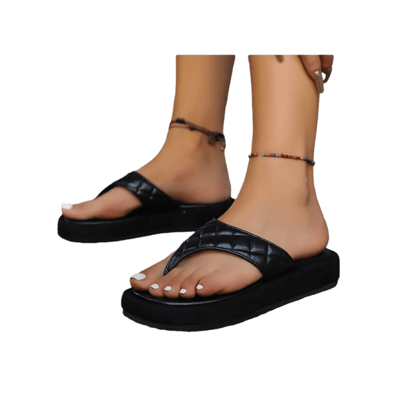 Women’s Platform Flip Flops, Casual Thick Sole Thong Sandals, Soft Cushioned Flat Summer Slippers, Comfortable Lightweight Open-Toe Shoes for Daily Wear, Travel & Beach Walks