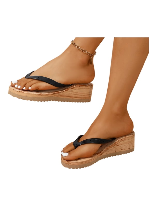 Women's Platform Flip Flops Soft Japanese Geta Style Sandals Anti-Slip Summer Beach Outdoor Slippers Style 37