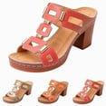 thumbnail image 1 of Women's Platform Heeled Sandals Open Toe Wide Width Summer Glitter Heels Fashion Comfortable Wedding Party Prom Dress Shoes Red Size 6.5, 1 of 7