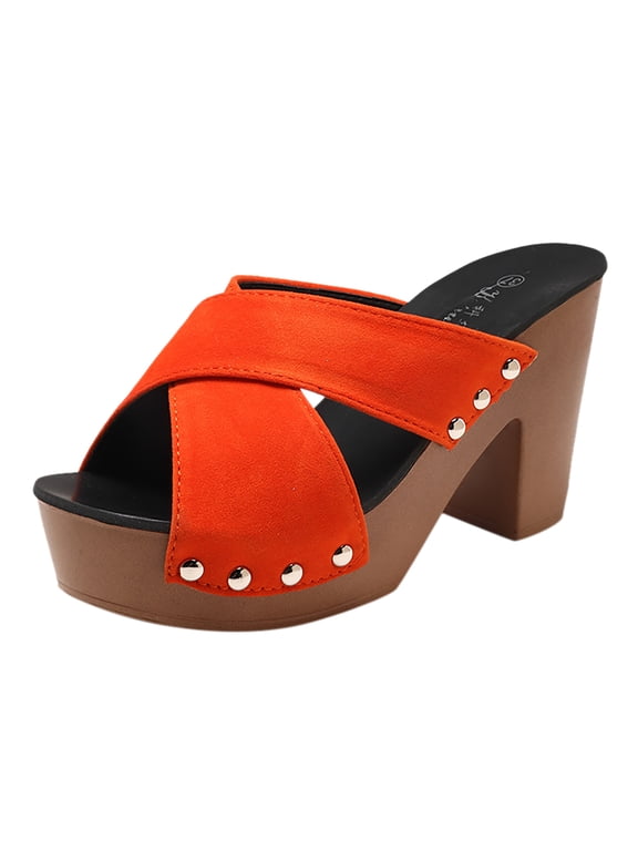 Women's Platform Heels Open Toe Slip on Heels for Women High Chunky Block Wedges Sandals Dressy Pumps Shoes Fashion Spring And Summer Women Sandals Open Toe Breathable Comfortable Slipper