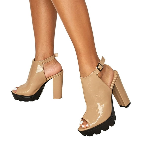 Women's Platform High Heels Gladiator Dress Sandals Fashion Roman Peep Toe Chunky Block Heeled Slingback Sandals