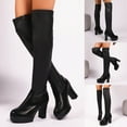 thumbnail image 1 of Women's Platform Knee High Boots Womens High Heel Square Toe Stretchy Platform Long Boots Shoes For Women(not For Wide Calf), 1 of 8