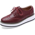 thumbnail image 1 of Women's Platform Lace-Up Wingtips Square Toe Oxfords Shoe, 1 of 7
