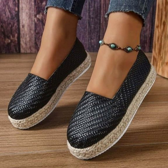 Women's Loafer Fashion Sneakers Faux Leather Classic Tennis Shoes Low Top Casual Walking Shoes Black 7