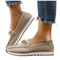 thumbnail image 1 of Women's Platform Loafers Wide Toe Box Fashion Chain Decorated Low Top Dress Shoes Lightweight Slip On Walking Shoes, 1 of 6