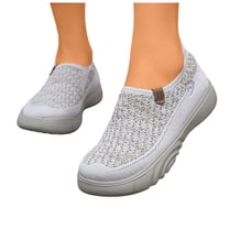 Women's Platform Non Slip Knit Loafers Breathable Non Slip Tennis Shoes Wide Toe Box Comfortable Walking Shoes Brown Size 7