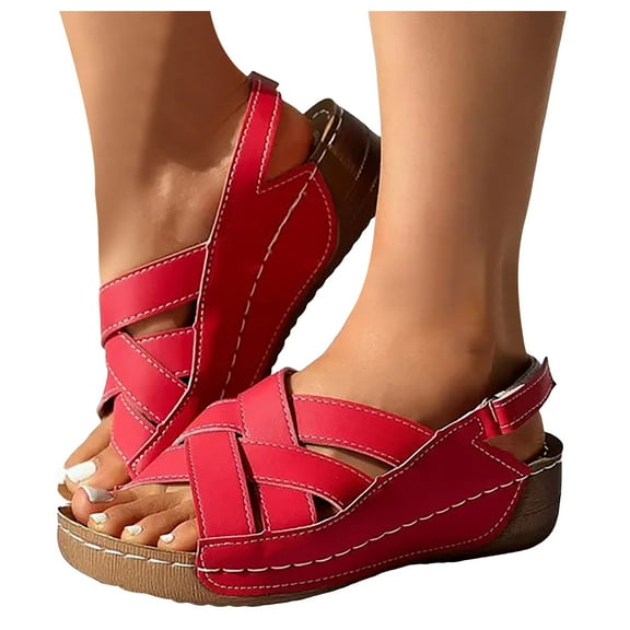 Women's Platform Orthopedic Slingback Sandals Comfortable Arch Support Wedge Walking Sandals Shoes