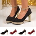 thumbnail image 1 of Women's Platform Pumps for Women Trendy Round Toe Chunky Heel Mary Jane Shoes Comfortable Suede Glitter Ankle Strap Dress Shoes Spring Summer Fashion Plus Size Black Shoes for Women, 1 of 10