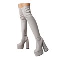thumbnail image 1 of Women's Platform Round Toe Zipper Slouch Heel Over The Knee Thigh High Boots, 1 of 8