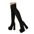 thumbnail image 1 of Women's Platform Round Toe Zipper Slouch Heel Over The Knee Thigh High Boots, 1 of 9