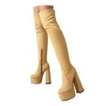 thumbnail image 1 of Women's Platform Round Toe Zipper Slouch Heel Over The Knee Thigh High Boots, 1 of 9
