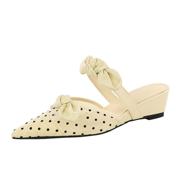 Women's Platform Sandals 5CM Pointed Toe Mesh Pumps Bow Versatile Ladies Wedding Evening Party Court Shoes