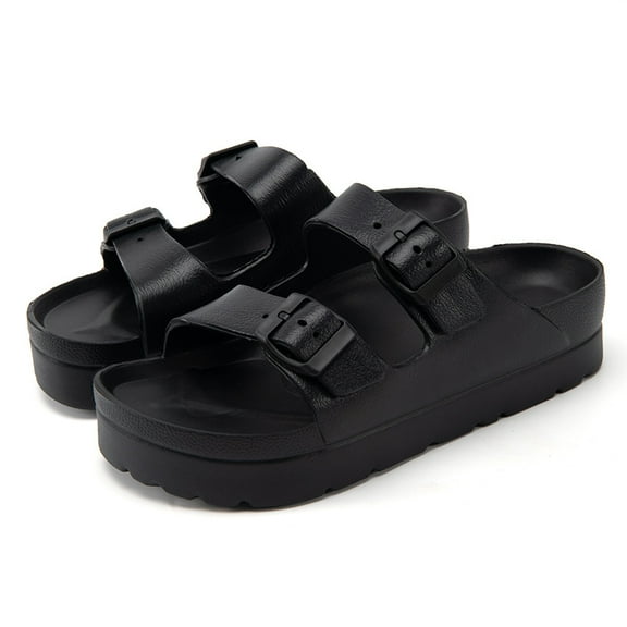 Women's Platform Sandals , Chunky Lightweight Foam Slides, Comfortable Summer Beach Sandals with Adjustable Buckle