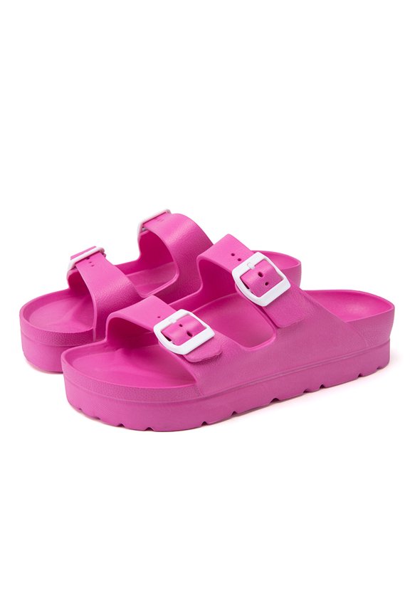 Women's Platform Sandals , Chunky Lightweight Foam Slides, Comfortable Summer Beach Sandals with Adjustable Buckle