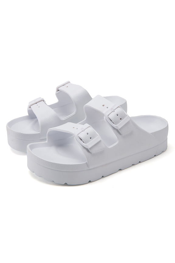 Women's Platform Sandals , Chunky Lightweight Foam Slides, Comfortable Summer Beach Sandals with Adjustable Buckle