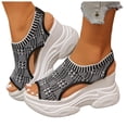 thumbnail image 1 of Women's Platform Sandals Open Toe Summer Breathable Knit Mesh Wedge Sneakers Comfy Arch Support Walking Shoes Gray Size 8.5, 1 of 7