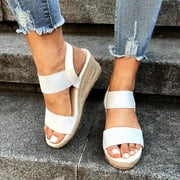 Women's Platform Sandals Wedge Heels Ankle Strap Open Toe Sandals Summer Dress Espadrilles Shoes