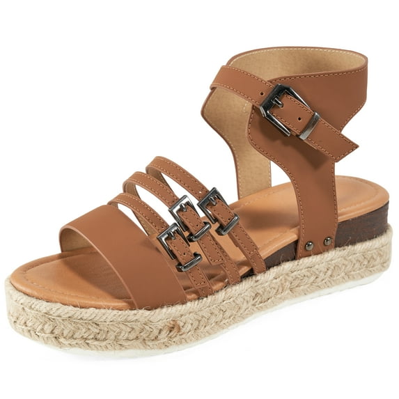 Women's Platform Sandals Wedge Sandal with Casual Open Toe Buckle Ankle Strap Summer Sandals for Women