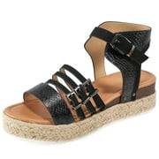 Womens Platform Sandals Wedge Sandal with Casual Open Toe Buckle Ankle Strap Summer Sandals for Women