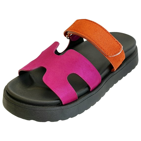 Women's Platform Sandals with Arch Support Comfortable Foam Slides Lightweight Thick Soles | Adjustable Buckle | Ultra Cushio
