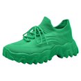 thumbnail image 1 of Women's Platform Slip On Sneakers Breathable Non Slip Running Shoes Lightweight Lace Up Athletic Shoes Red Size 6.5, 1 of 8