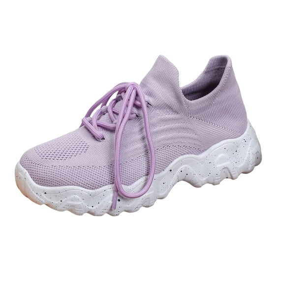 Women's Platform Slip On Sneakers Breathable Non Slip Running Shoes Lightweight Lace Up Athletic Shoes White Size 11