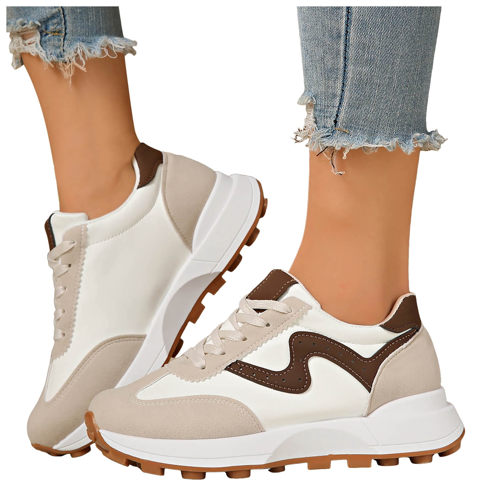 Women's Platform Slip On Sneakers Lace Up Retro Classic Trainers Casual ...