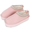 thumbnail image 1 of Women's Platform Slippers, Thick Sole Mini Short Ankle Boots, Cozy Fluffy Plush Lining, Indoor Outdoor Non-Slip House Shoes/Pink, 1 of 7