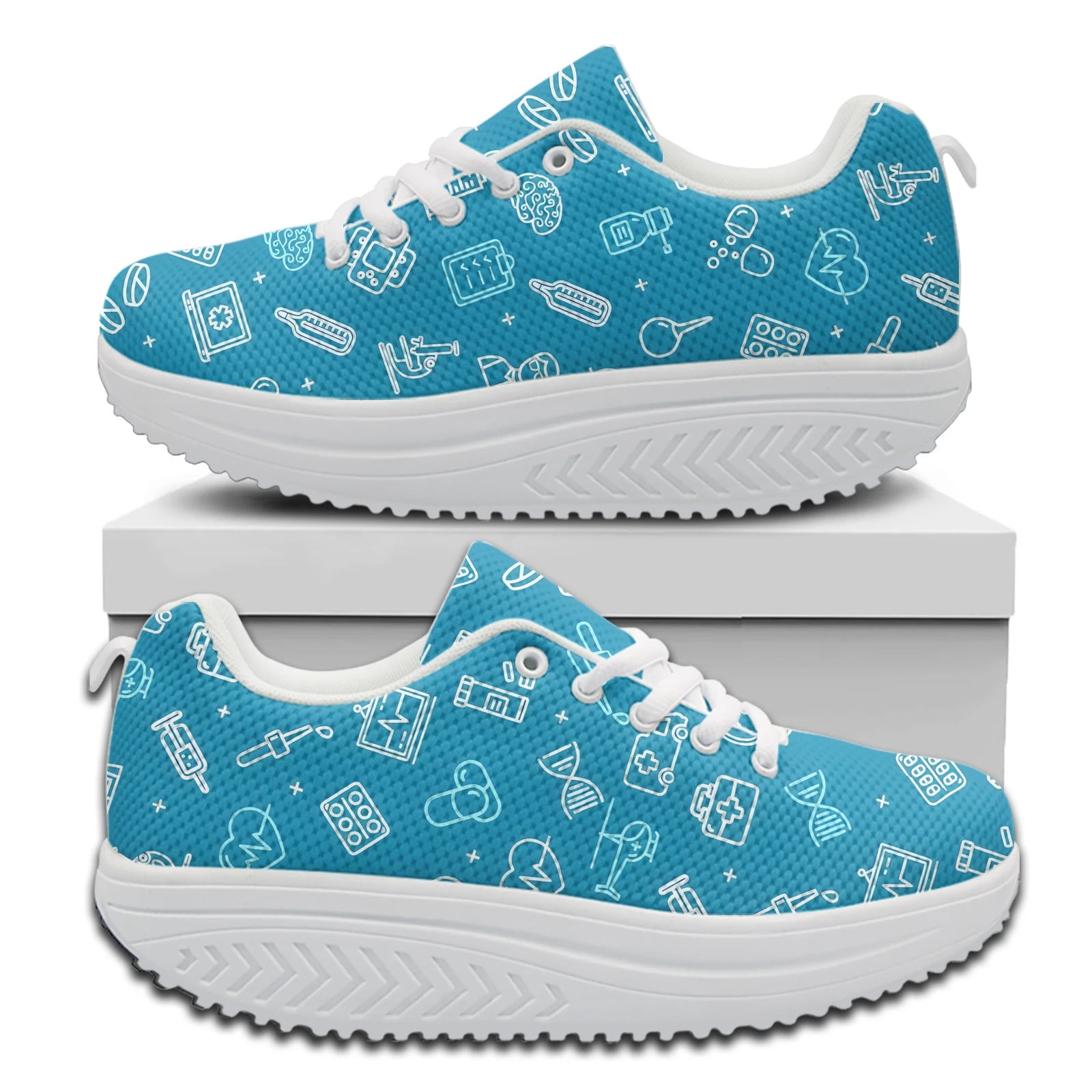 Women's Platform Sneakers Cartoon Nurse Dental Care Print Dentist