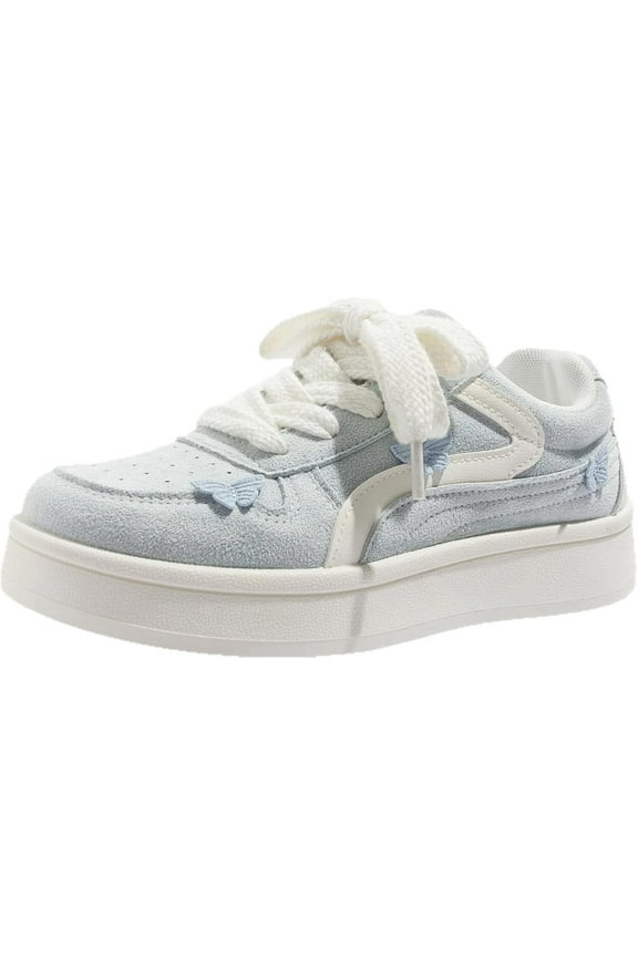 Women's Platform Sneakers: Chunky Retro Flat Sole with Floral Motif - Casual Style