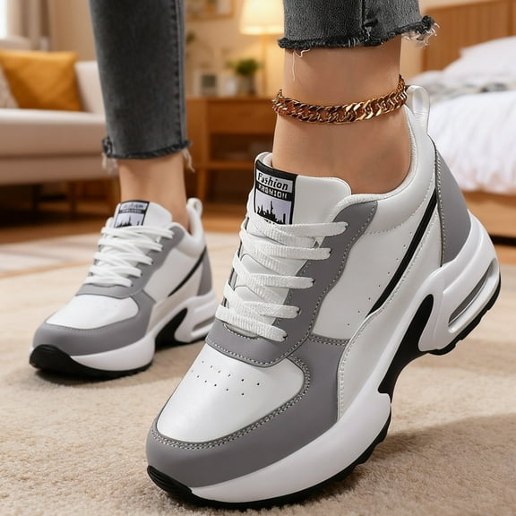 Women's Platform Sneakers Wedges  Lace Up Shoes Increase Fashion Sneakers for Womens Girls
