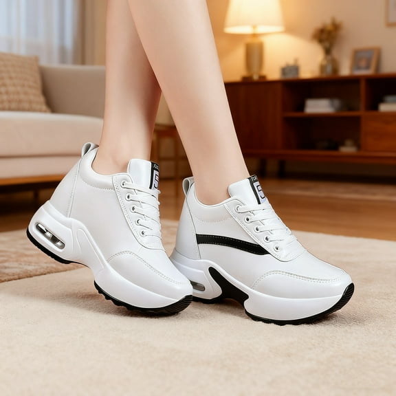 Women's Platform Sneakers Wedges  Lace Up Shoes Increase Fashion Sneakers for Womens Girls
