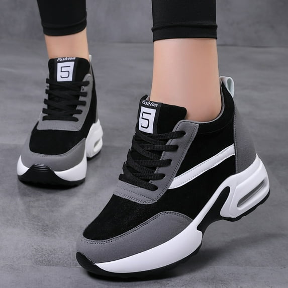 Women's Platform Sneakers Wedges Lace Up Shoes Increase Fashion Sneakers for Womens Girls