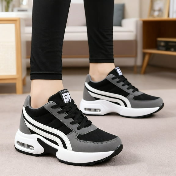 Women's Platform Sneakers Wedges  Lace Up Shoes Increase Fashion Sneakers for Womens Girls