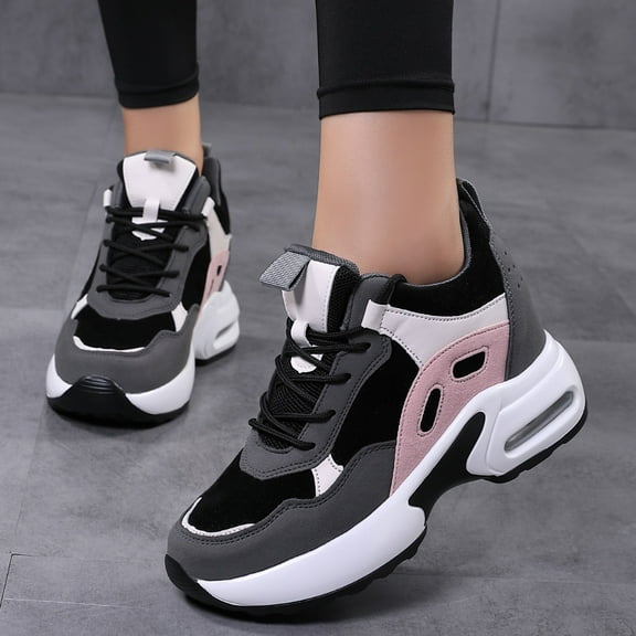 Women's Platform Sneakers Wedges  Lace Up Shoes Increase Fashion Sneakers for Womens Girls