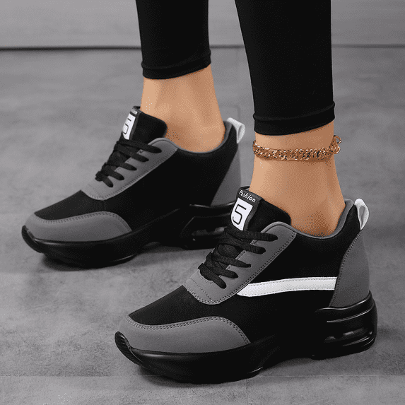 Women's Platform Sneakers Wedges Lace Up Shoes Increase Fashion Sneakers for Womens Girls