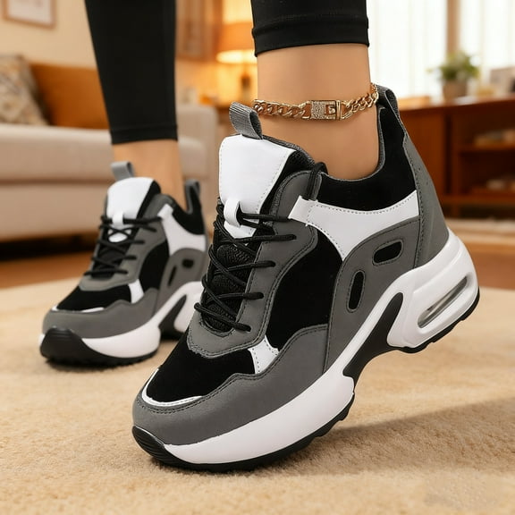 Women's Platform Sneakers Wedges  Lace Up Shoes Increase Fashion Sneakers for Womens Girls