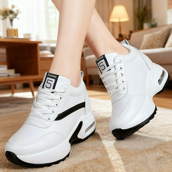 Women's Platform Sneakers Wedges  Lace Up Shoes Increase Fashion Sneakers for Womens Girls
