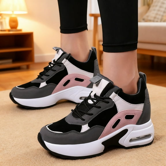 Women's Platform Sneakers Wedges  Lace Up Shoes Increase Fashion Sneakers for Womens Girls